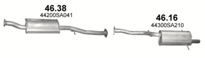 Exhaust Rear Silencer compatible with SUBARU FORESTER 2.0 2.5 16V 1995-2005