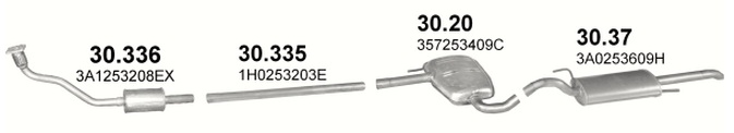Katalysatorersatzschalldämpfer + Rohr + Schalldämpfer
